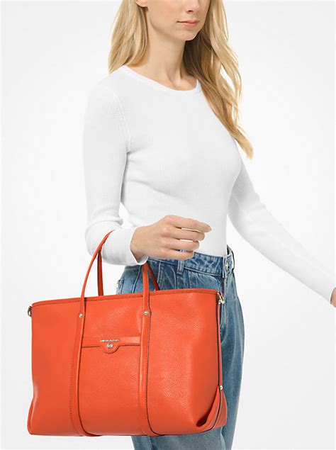 michael kors beuteltasche stroh|Beck Medium Pebbled Leather Tote Bag .